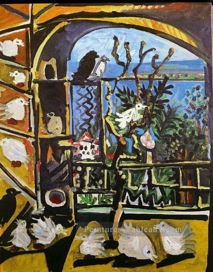 L atelier Les pigeons I 1957 cubisme Pablo Picasso Peintures à l'huile